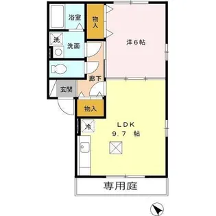 スカイコート大村(A・B) B棟【1階】の間取り