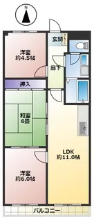 サニーフラット南浦和【6階】の間取り