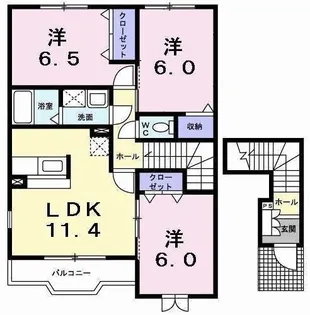 ラフレシールウエスト【2階】の間取り