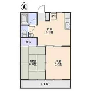 ハイツ寿A【2階】の間取り