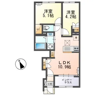 仮)ひたちなか市足崎字原 新築アパートII期【1階】の間取り