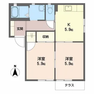 ソシア中陰【1階】の間取り