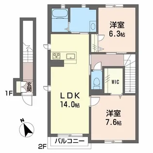 ガルテンMASAKI B棟【2階】の間取り