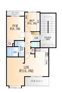 米ケ袋第三パークマンション【2階】の間取り