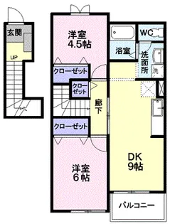 シャン・ド・フルールA【2階】の間取り