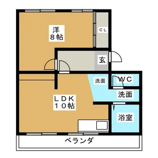 妙慶ハイツ【2階】の間取り