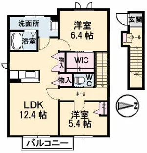 エスポワールSENDA B棟【2階】の間取り
