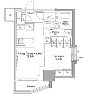 ザ・パークハビオ荏原中延駅前【5階】の間取り