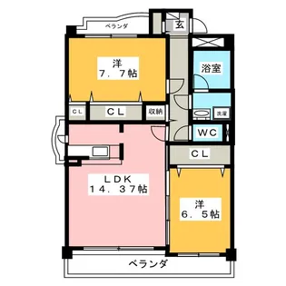 2LDKの間取り画像
