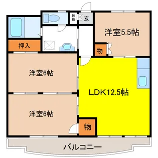ハーモニーハイツ【3階】の間取り