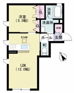 シャーメゾン日ノ出【1階】の間取り