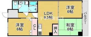 ドリーム中加賀屋【3階】の間取り