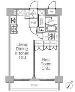 プラウドフラット三軒茶屋II【2階】の間取り