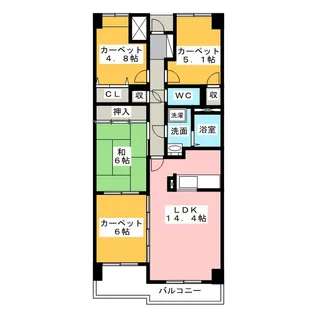 シティファミリー八事N棟【7階】の間取り