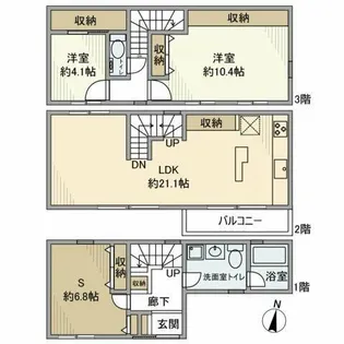 東京都世田谷区用賀3【一戸建】の間取り