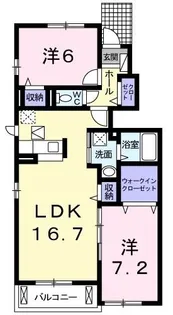 カーサ・デ・北在家II【1階】の間取り