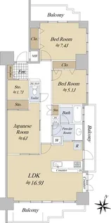 山手通シティハウス【9階】の間取り