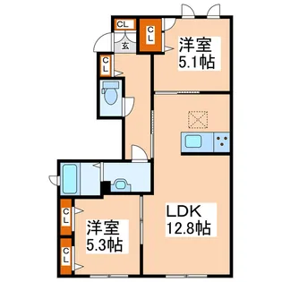 アトラス帯山【1階】の間取り