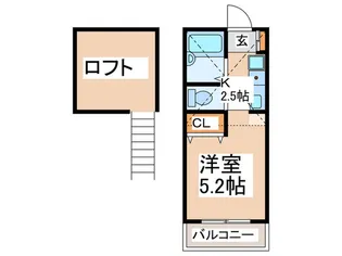 ヒュ-ティック寺山【2階】の間取り