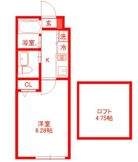 ベイルーム県立大学A【1階】の間取り