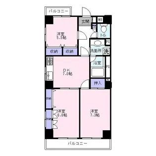 ドービエール壱番館【5階】の間取り