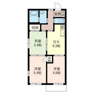 メゾンフラットハナブサ【2階】の間取り