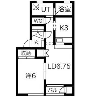 クラージュ A館【1階】の間取り