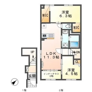 【新築】清水区船原アパート【2階】の間取り