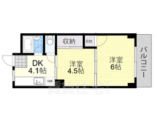万代ハイツ長居【3階】の間取り