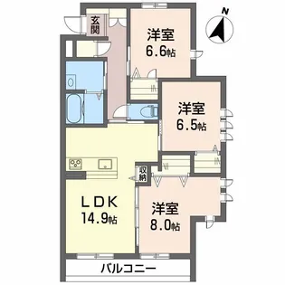 セントリビエ道後【2階】の間取り