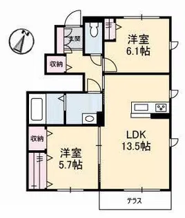 アムルーズ B棟【1階】の間取り