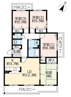 URコンフォールかぶと台【3階】の間取り