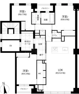 The GoldmanCastle SAKURAZAKA FOREST【4階】の間取り