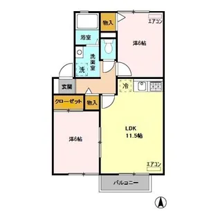 愛花夢 1号館【2階】の間取り