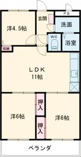 三向ハイツNo.5【3階】の間取り