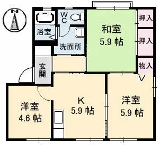 ヴィラ・ハピネス【2階】の間取り
