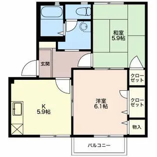 新潟県長岡市関原南2【アパート】の間取り