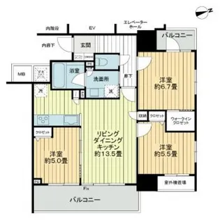 ライオンズ国泰寺グランアクシス【13階】の間取り