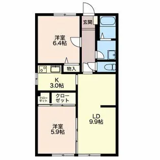 ビレッジ紫陽花B【1階】の間取り