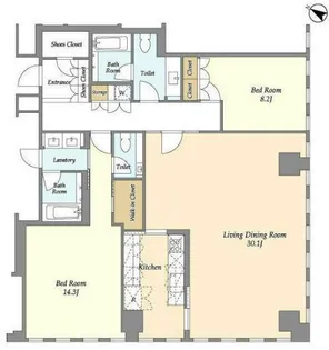 プルデンシャルタワーレジデンス【26階】の間取り