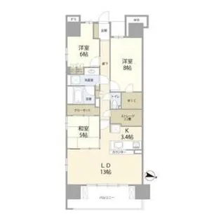 レーベン千葉ニュータウン中央 THE PREMIUM【7階】の間取り