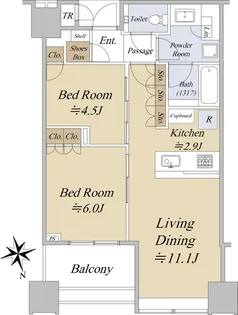 白金ザ・スカイ【13階】の間取り
