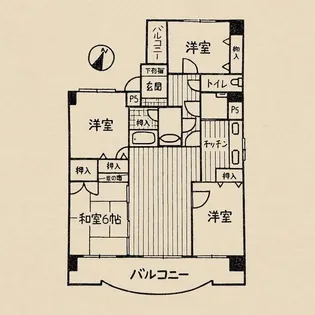 ライオンズマンション味噌天神【2階】の間取り