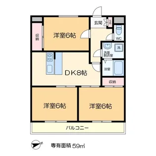 竹石ハイツ1号館【2階】の間取り