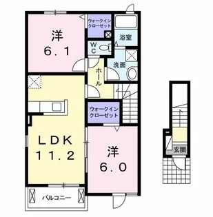 アン・リヴィエール B【2階】の間取り