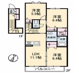 シャーメゾンみどり野 E棟【2階】の間取り