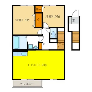 岐阜県羽島郡笠松町円城寺【アパート】の間取り