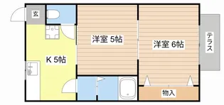 コーポ平方湖岸【1階】の間取り