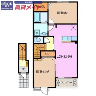 第二東雲 A棟【2階】の間取り
