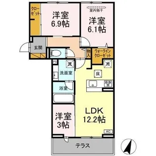 リシェスみのり台 B棟【1階】の間取り